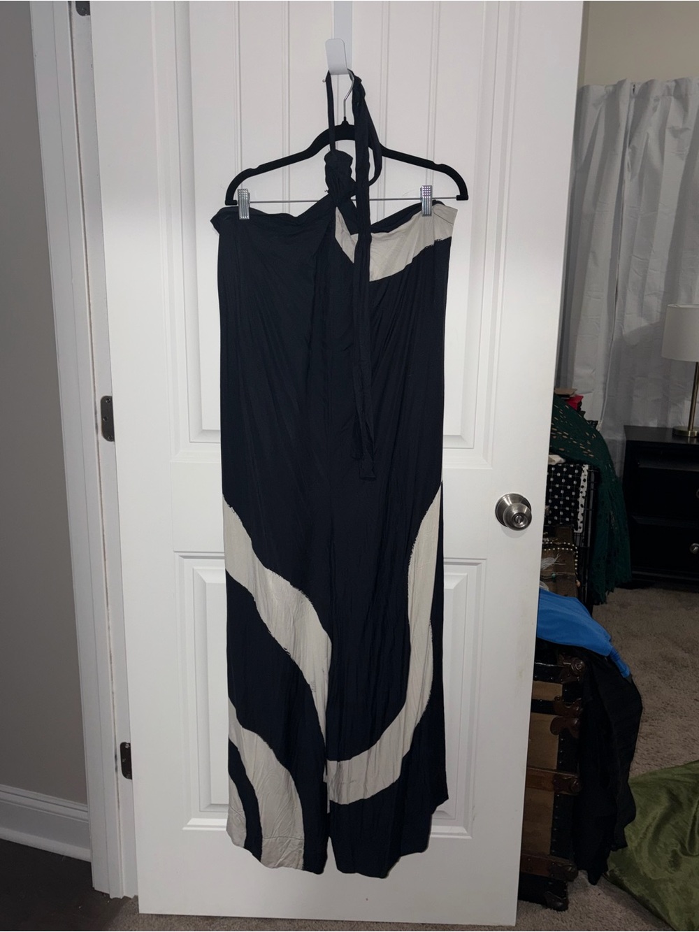Women’s Black and Cream Halter jumpsuit Dress